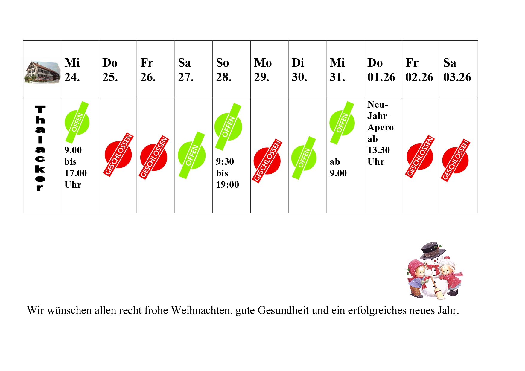 Weihnachtsplan